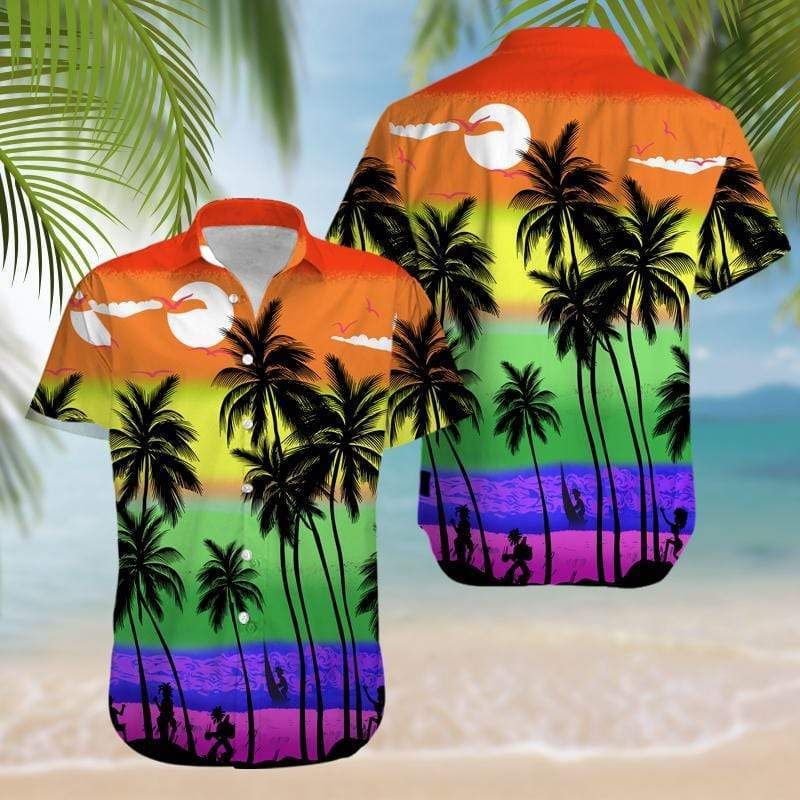 Lgbt Beach Palm Tree Hawaiian Aloha Shirts #n