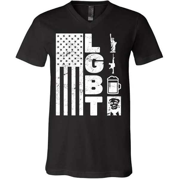 Lgbt Flag Liberty Guns Beer Donald Trump V Neck T Shirt