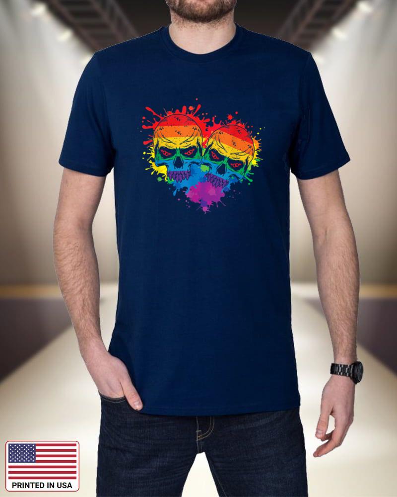 Lgbt Heart Gay Pride Skull Rainbow Love LGBT Support Tu87N