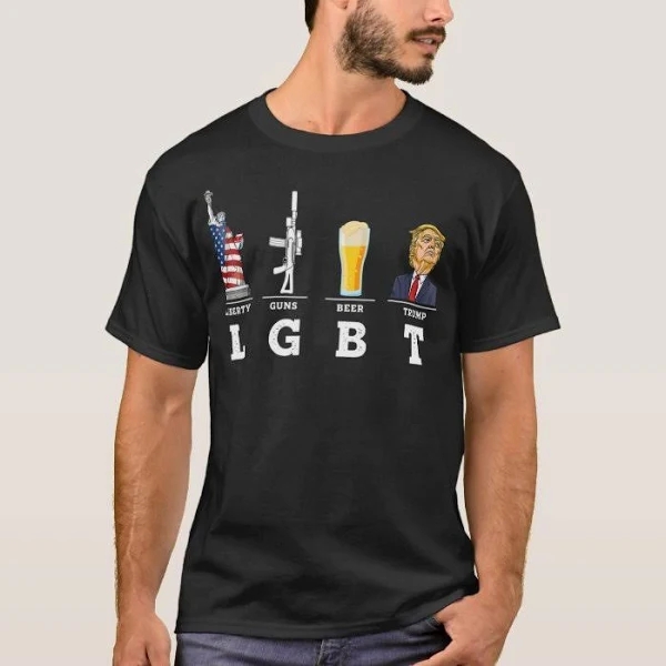 Liberty Guns Beer Trump Funny Parody Lgbt T Shirt Men s Size Adult L Black