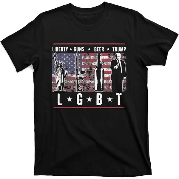 Liberty Guns Beer Trump Lgbt Parody Funny T Shirt