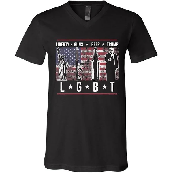 Liberty Guns Beer Trump Lgbt Parody Funny V Neck T Shirt
