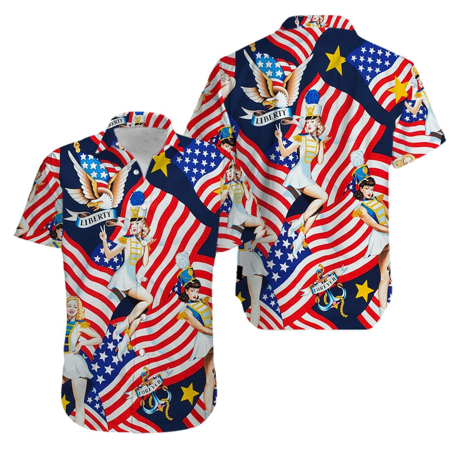 Liberty The American Girl Hawaiian Shirts #KV