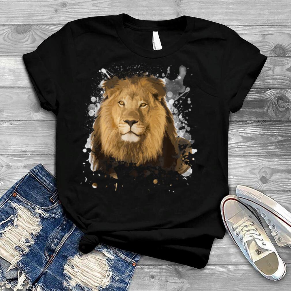 Lion Big Cat Wildlife Nature Watercolor Spirit Animal Lover T Shirt