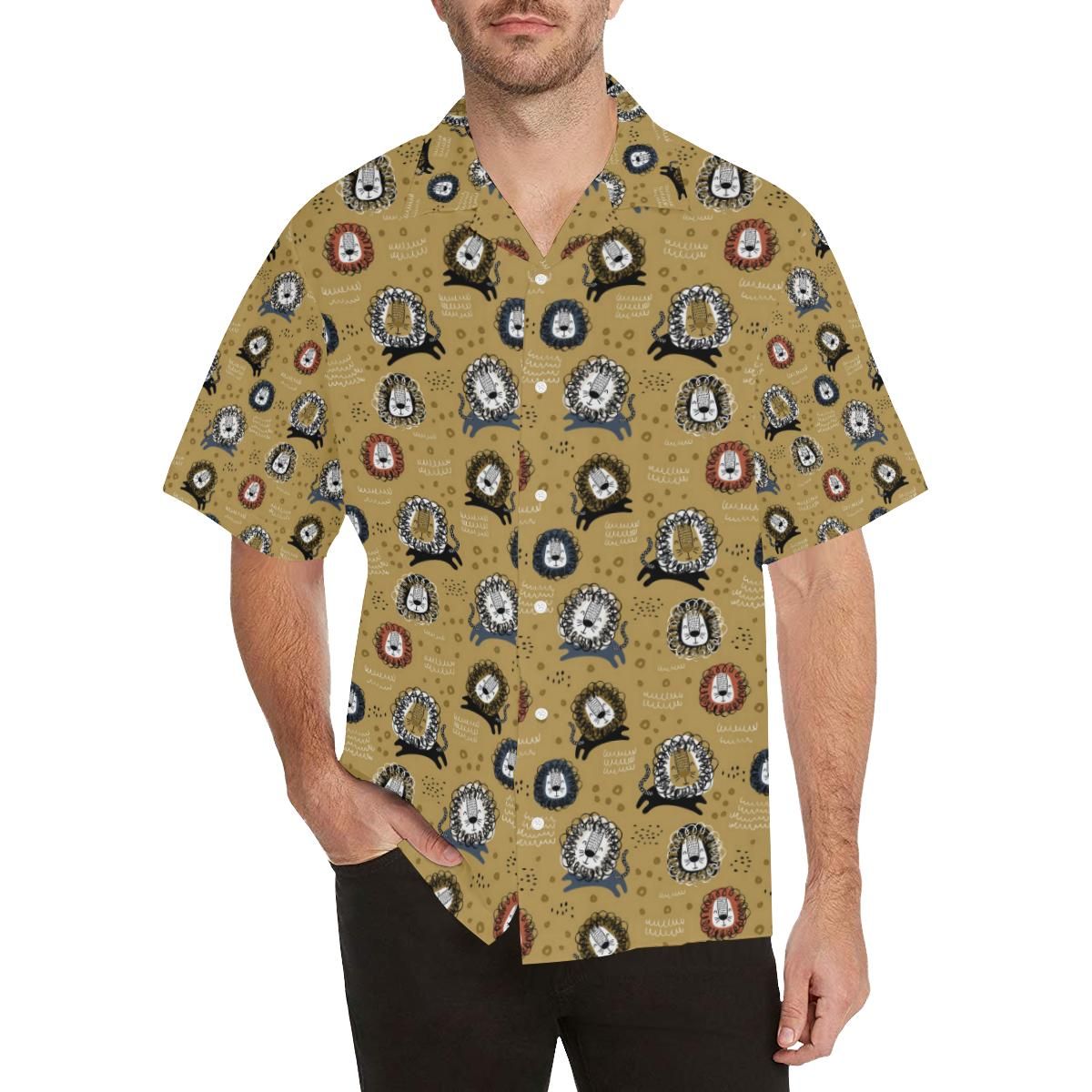Lion Pattern Print Design 03 Men’s All Over Print Hawaiian Shirt (model T58)