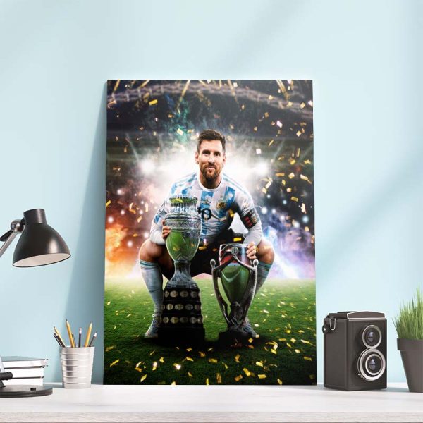 Lionel Messi GOAT Argentina Win The Finalissima And Copa America Home Decor Poster Canvas