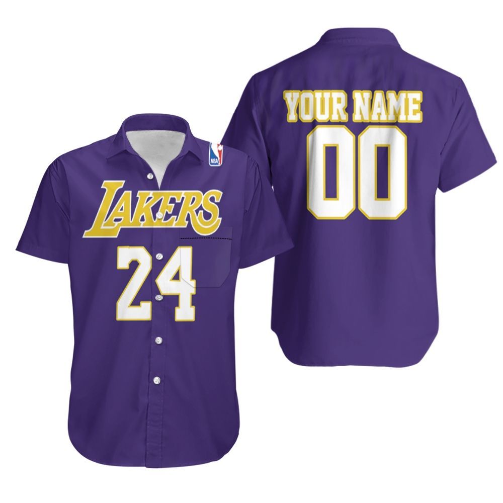 Los Angeles Lakers 24 Kobe Bryant Signature 3D Personalized Hawaiian Shirt