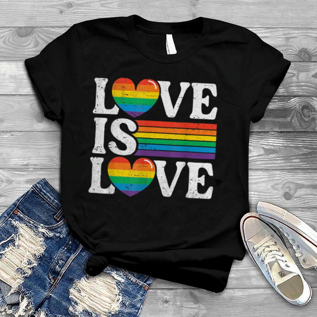 Love Is Love Gay Lesbian Pride Vintage Heart Rainbow LGBT T Shirt