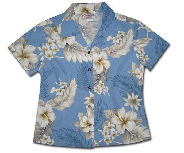 Luau Garden Sky Fitted Women’s Hawaiian Shirt
