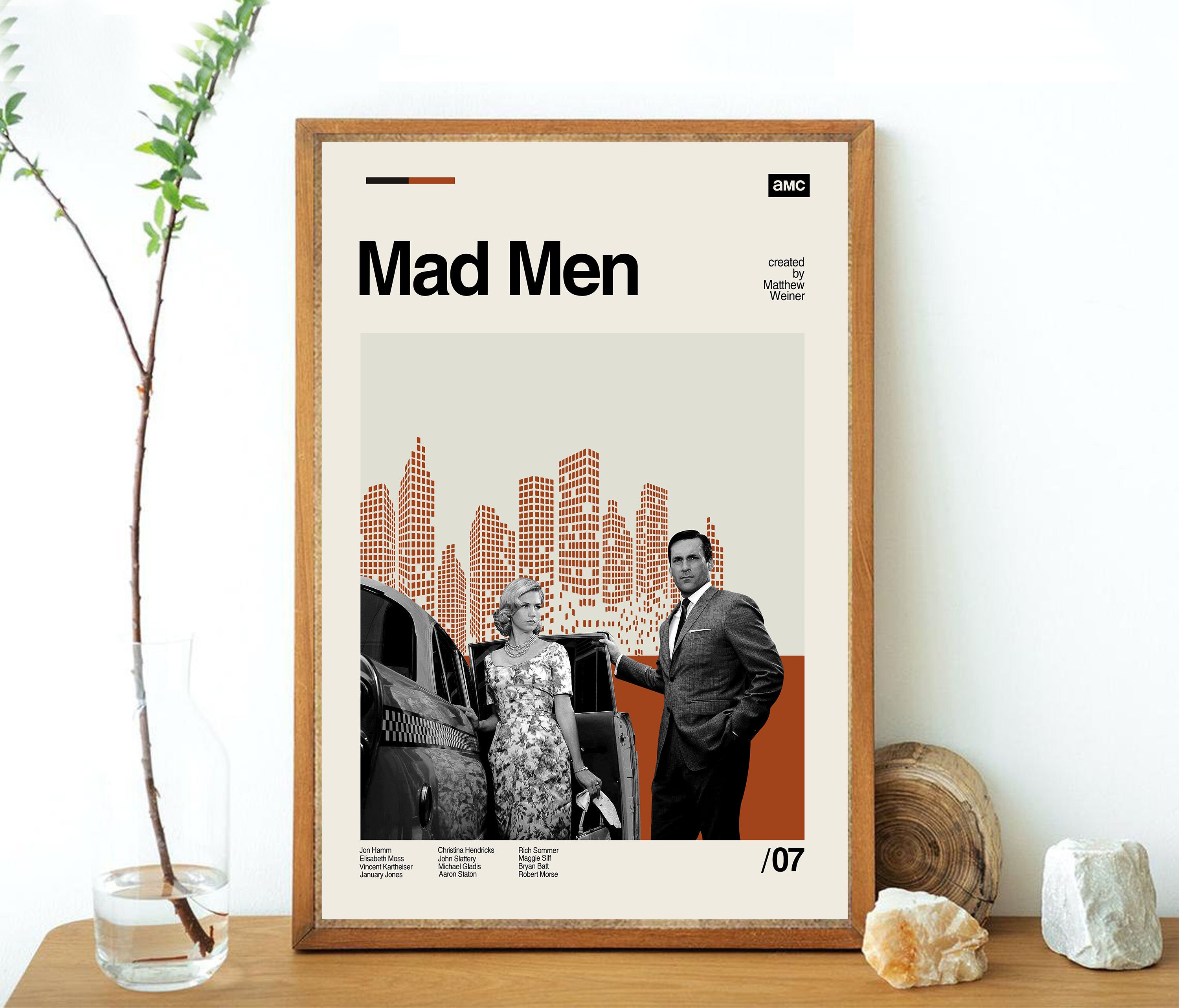 MAD MEN - Art Print - retro-modern, vintage inspired Poster - Michael Scott - Abstract Minimalist - Free Shipping