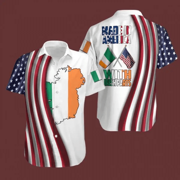 Made In America With Irish Parts Happy St. Patrick’s Day Hawaiian Aloha Shirts #v