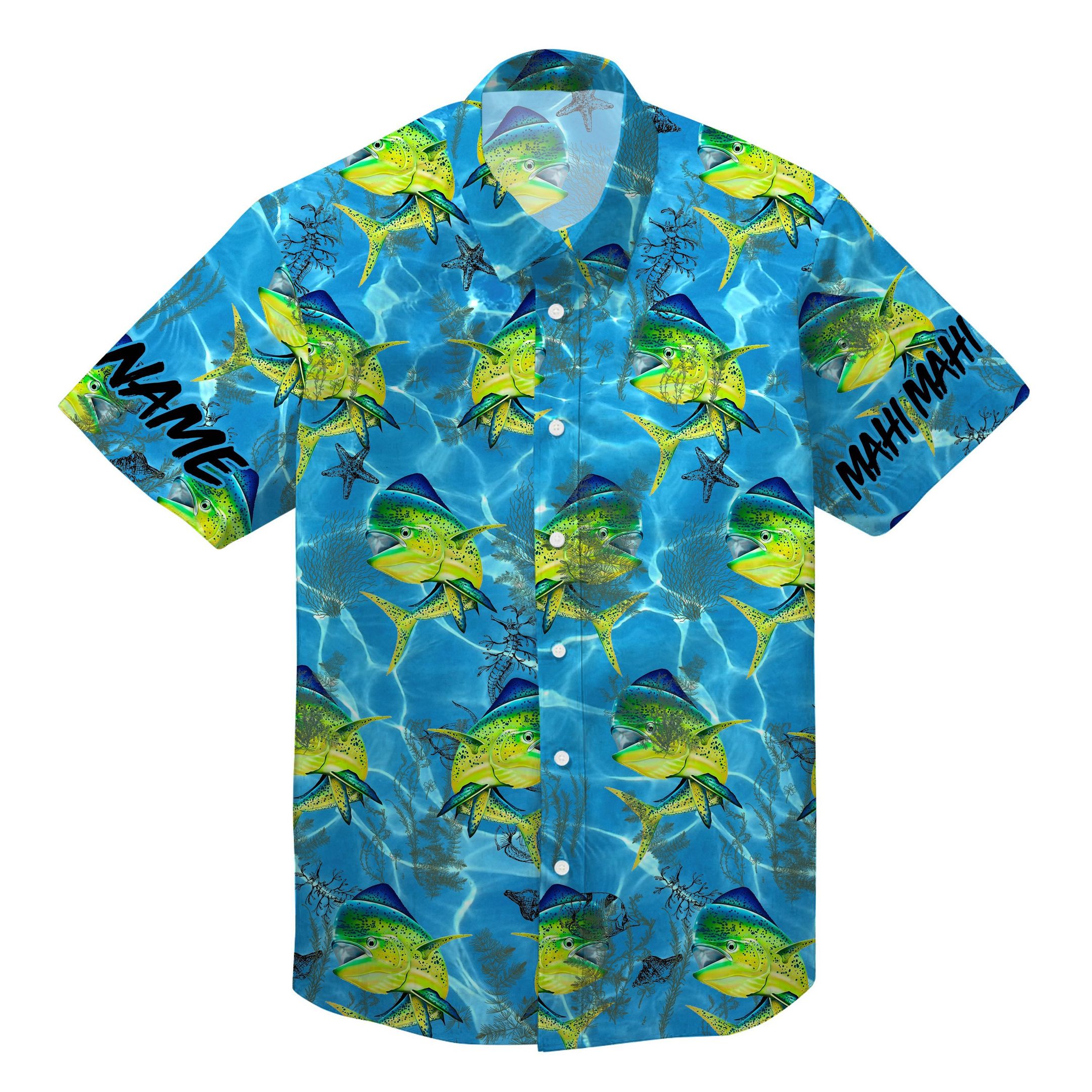 Mahi Mahi Fishing Hawaiian Tshirts 3d All Over Printed Custom Name Shirts Personalized Gift Taht05 Big And Tall Hawaiian Shirts