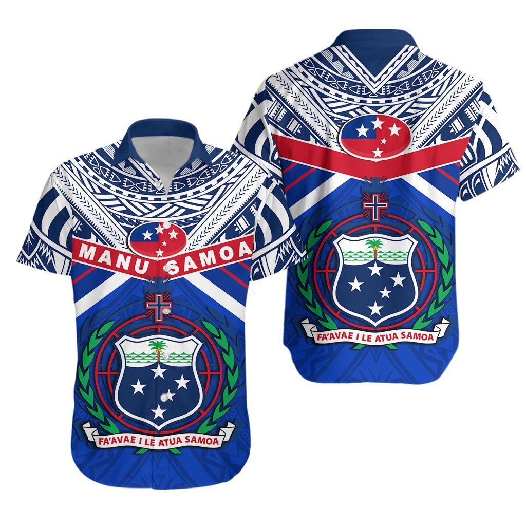 Manu Samoa Hawaiian Shirt Simple Coat Of Arms Rugby K13