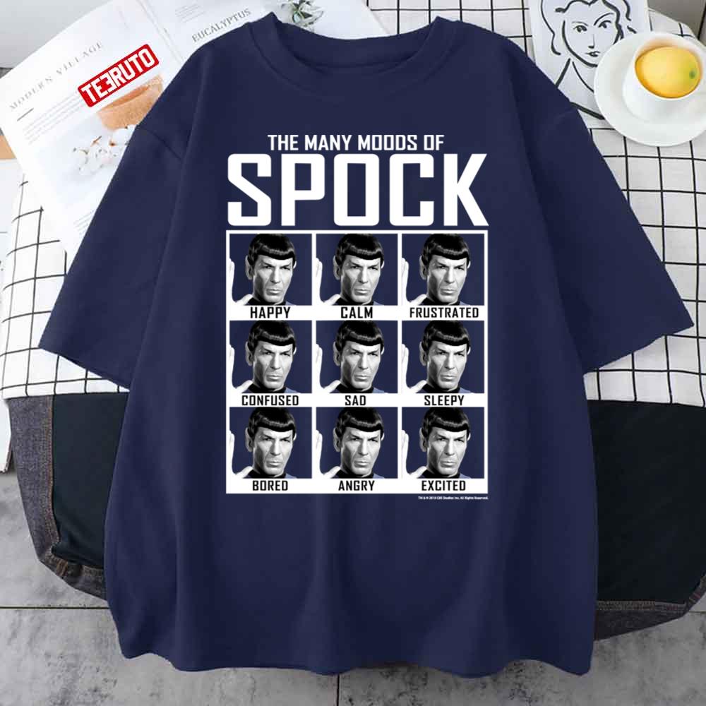 Many Moods Of Spock Portrait Grid Star Trek Original Series Unisex T-Shirt