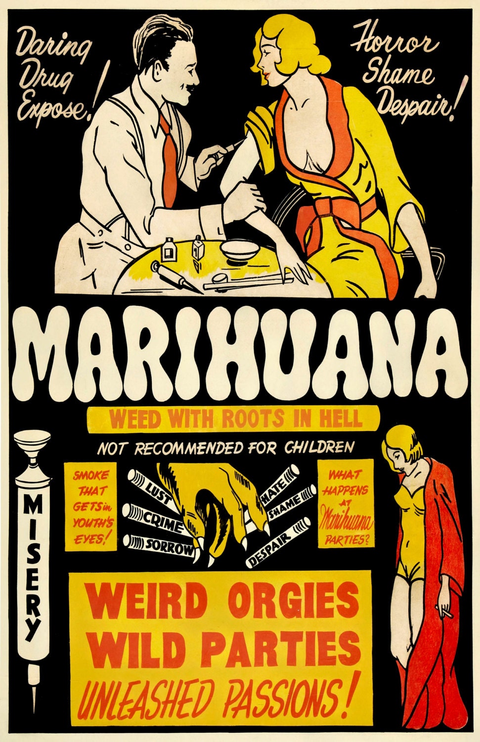 Marihuana Weed Roots in Hell Poster  Propaganda  Drug War  Reprint  Radical Poster Project  Brand New