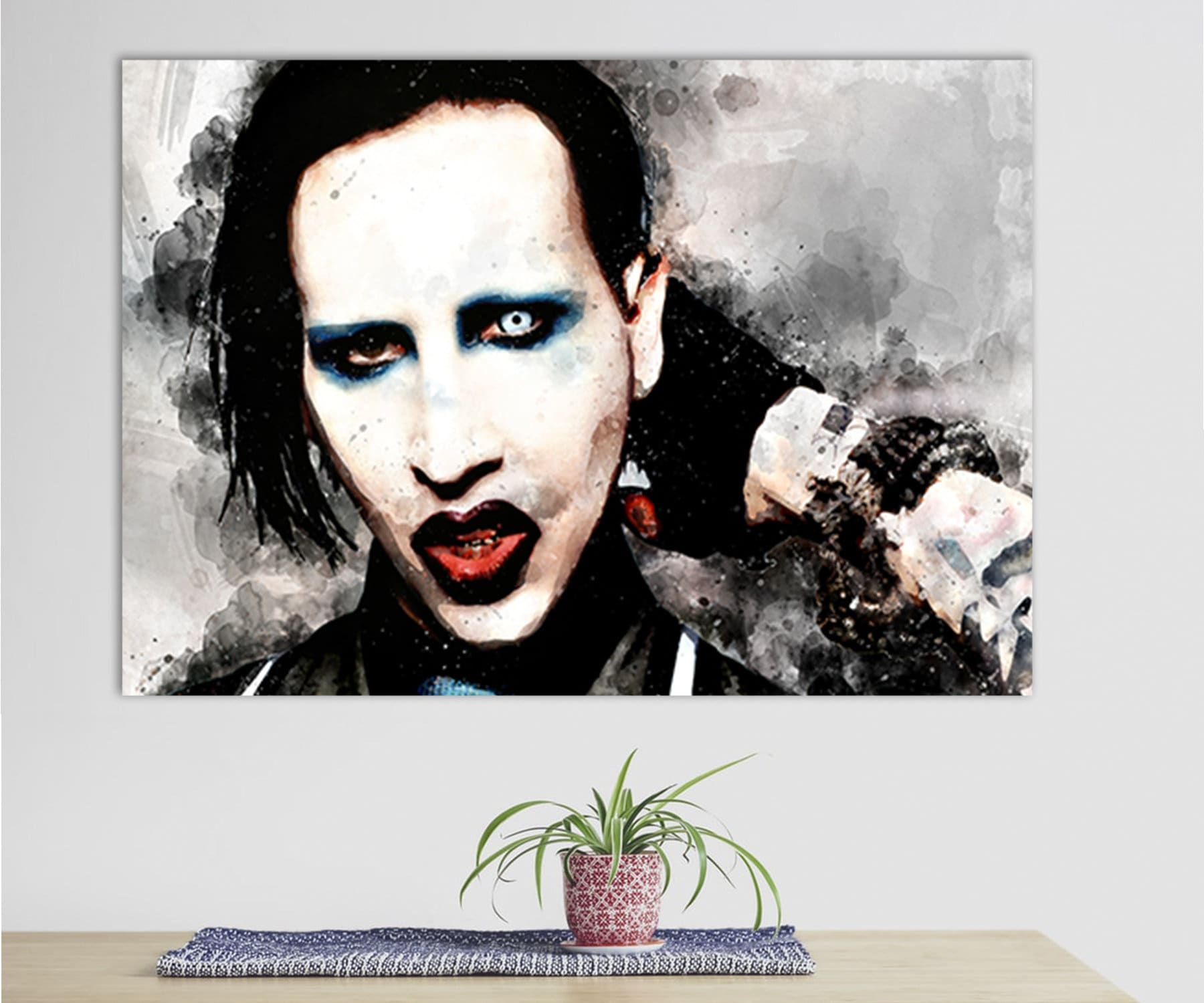 Marilyn Manson Canvas Print, Marilyn Manson Room Decor, Canvas Wall Art, Marilyn Manson Fan Gift, Music Wall Art, Rock Fan Gift