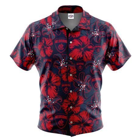 Melbourne Demons Hibiscus Hawaiian Shirt