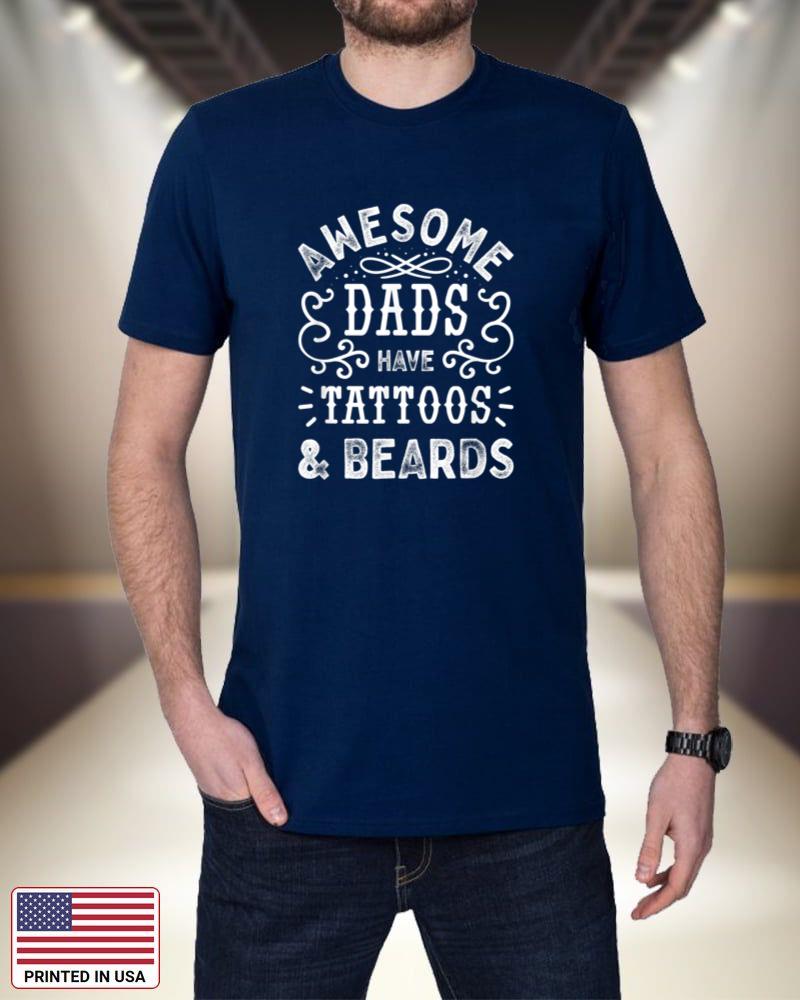 Mens Awesome Dads Have Tattoos and Beards Funny Fathers Day kt8Xs