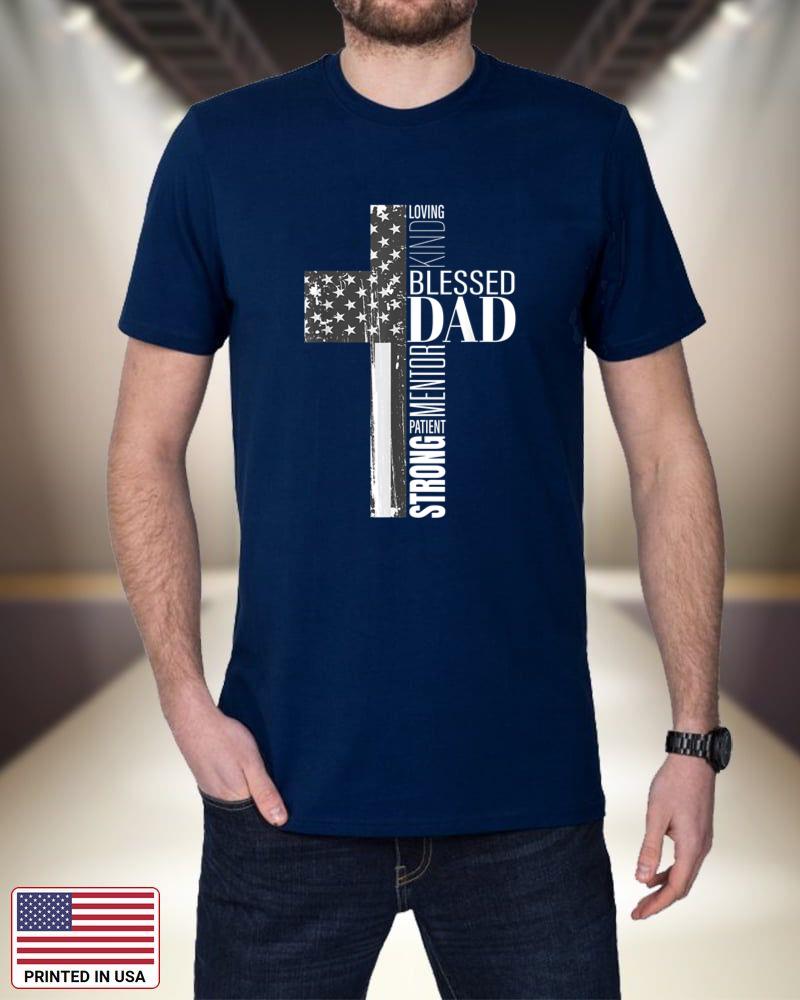 Mens Christian Blessed Dad American Flag Religious Fathers Day SBoae