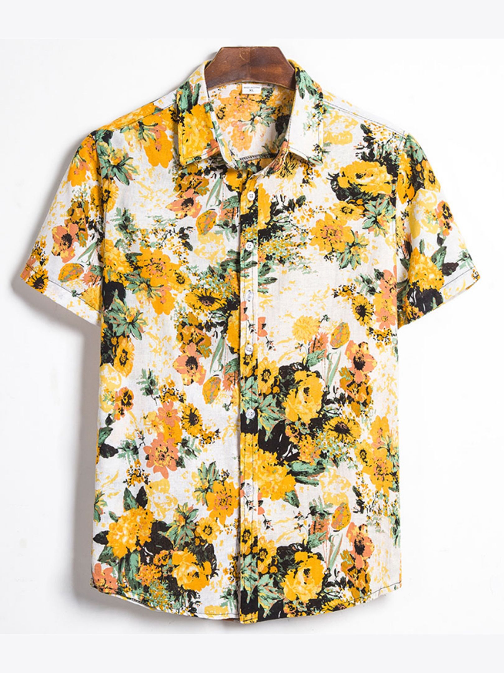 Men's Floral Oil Painting Print Short Sleeve Hawaiian Shirt