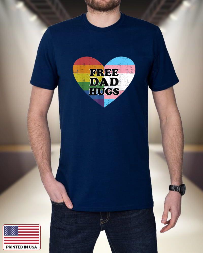 Mens Free dad hugs with rainbow and transgender flag heart 0AkWj
