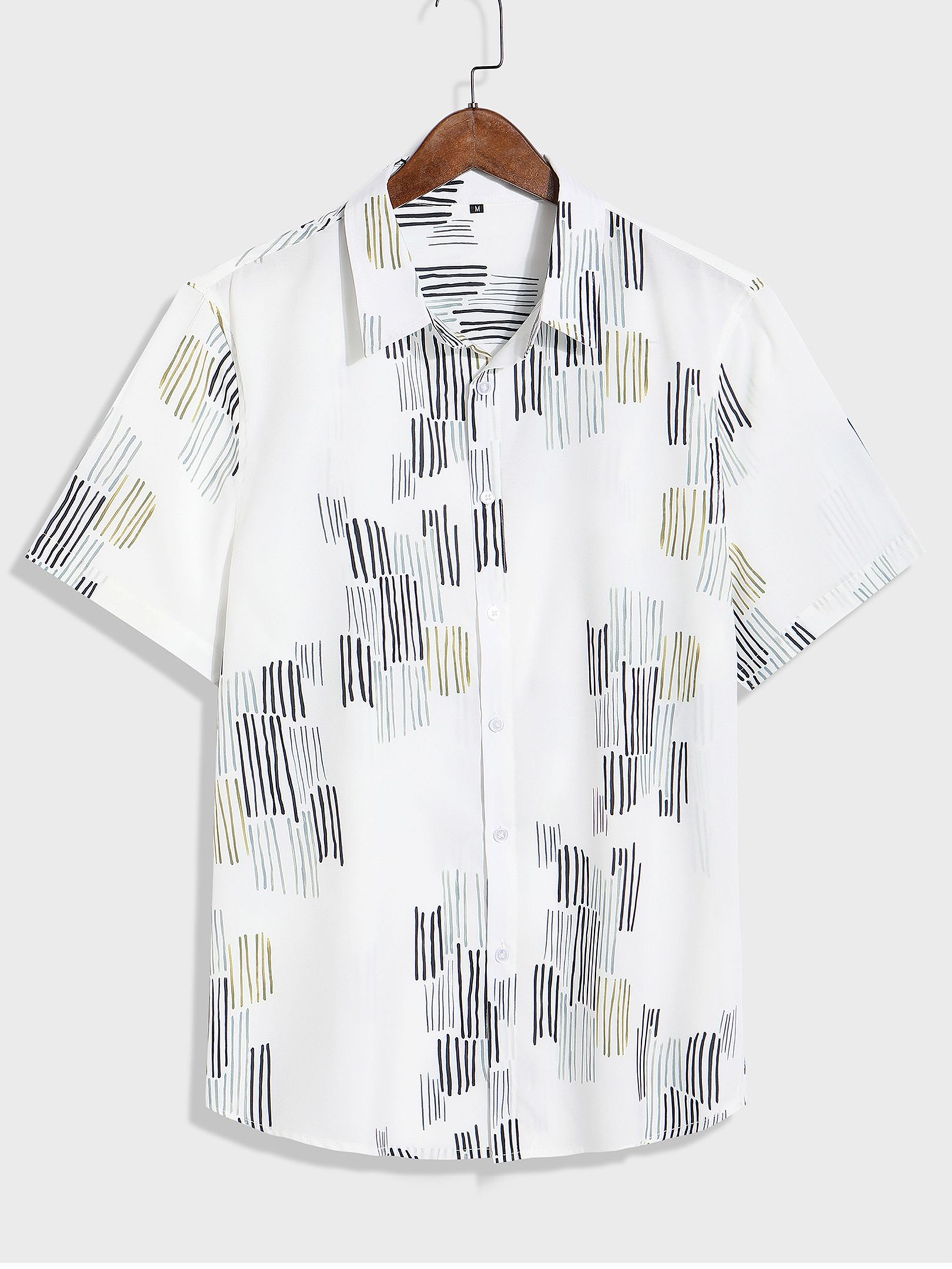 Men's Irregular Strip Casual Short Sleeve Hawaiian Shirt