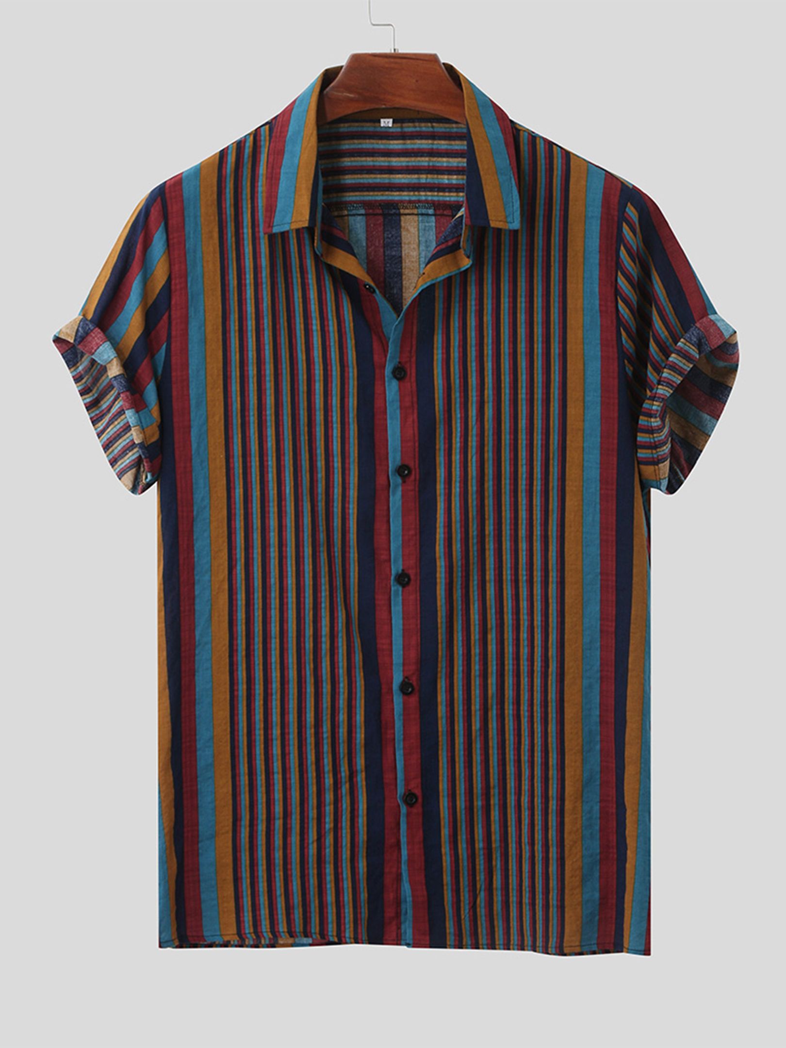 Men's Retro Tribe Stripe Pattern Button Up Hawaiian Shirt