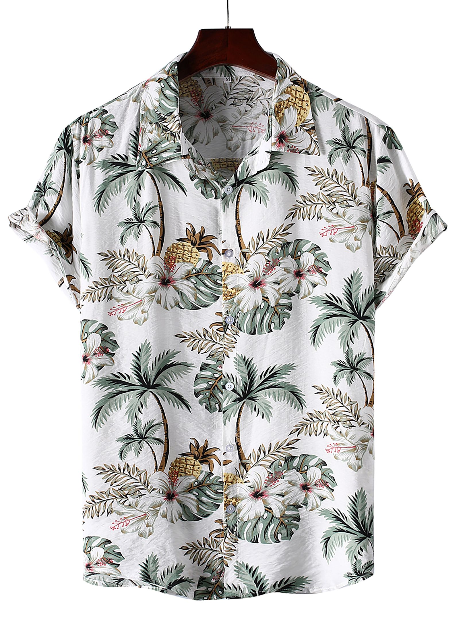 Men's Tropical Floral Print Holiday Casual Hawaiian Shirt
