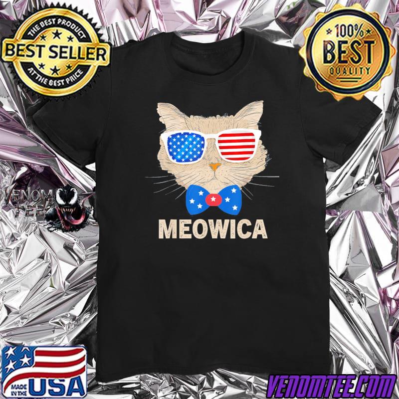 Meowica cat 4th of july merica usa American flag shirt