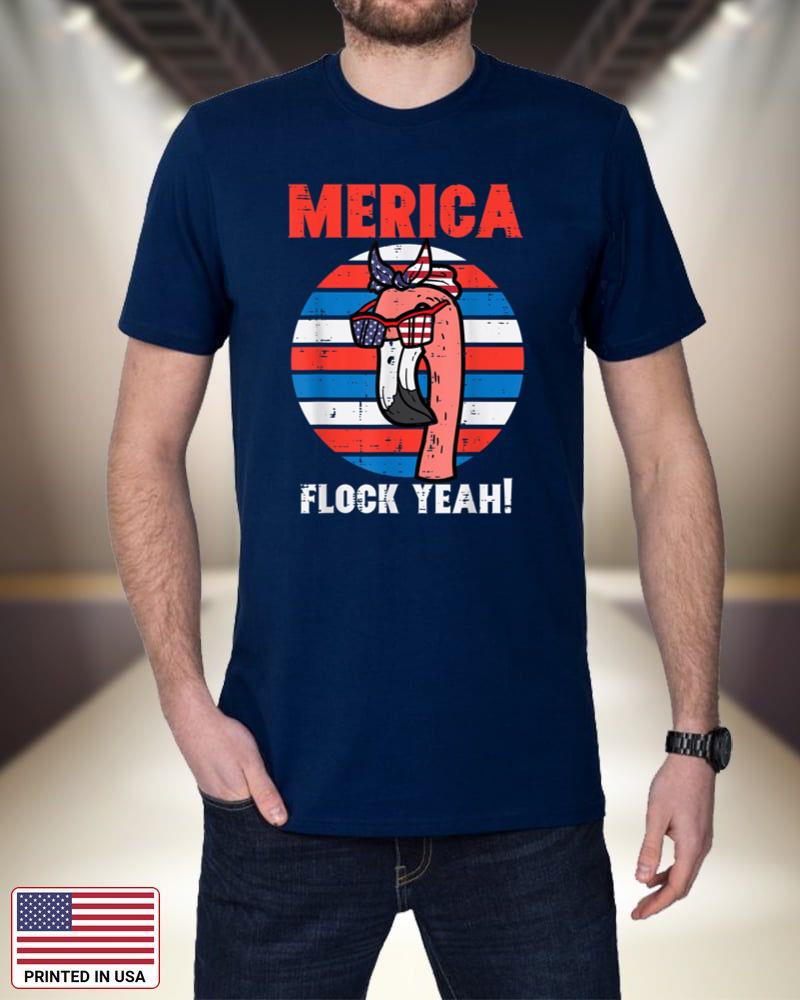 Merica Flock Yeah Flamingo US Flag Retro July 4th Patriotic DTAaK
