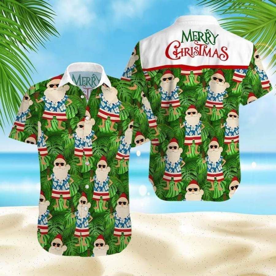 Merry Christmas Santa Claus Funny Hawaiian Aloha Shirts #v