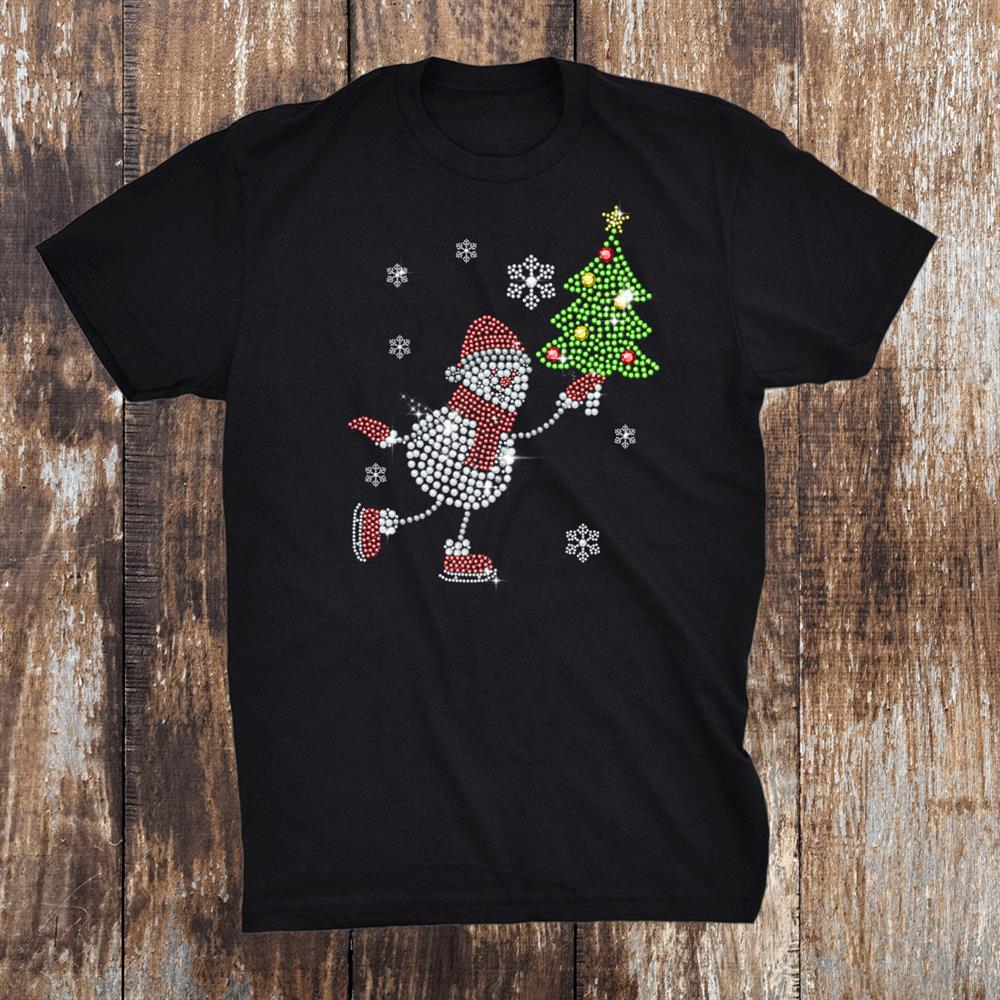 Merry Christmas Santa Claus Snowman Christmas Tree Shirt