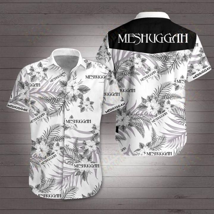 Meshuggah rock band Hawaiian Shirt White Men Women Beach Wear Short Sleeve Hawaii Shirt