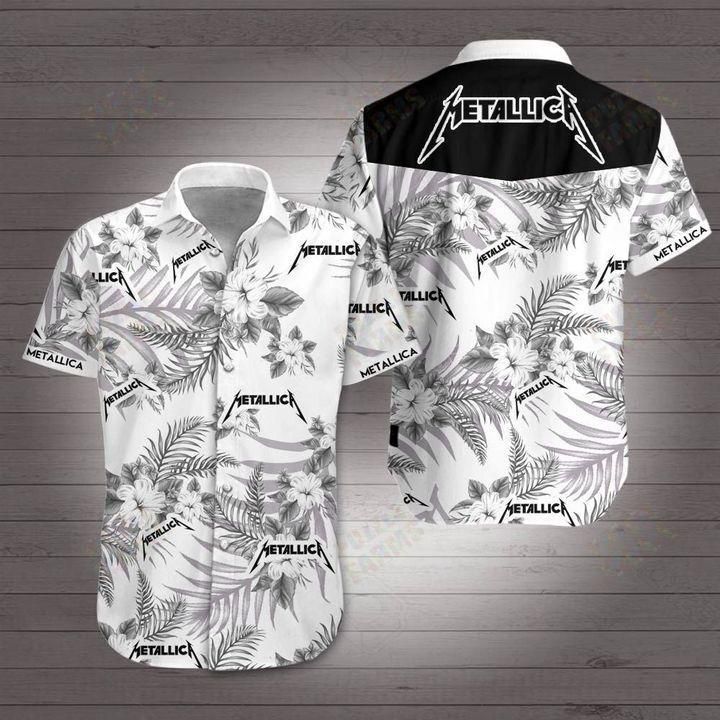 Metallica Hawaiian Shirt White Men Women Beach Wear Short Sleeve Hawaii Shirt