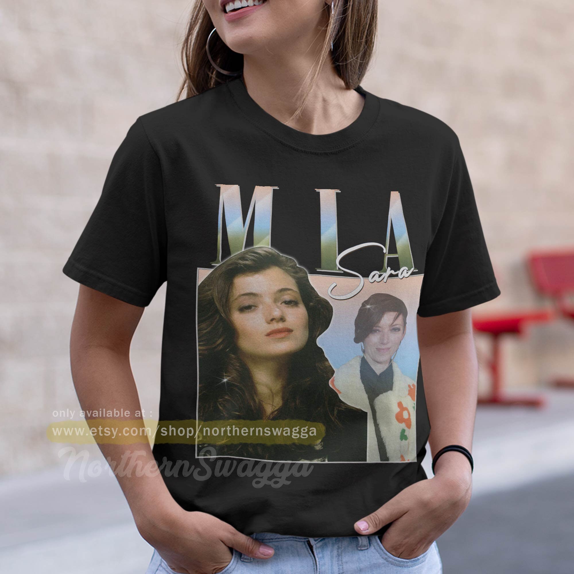Mia sara shirt design retro style cool fan art t-shirt 90s poster 267 tee