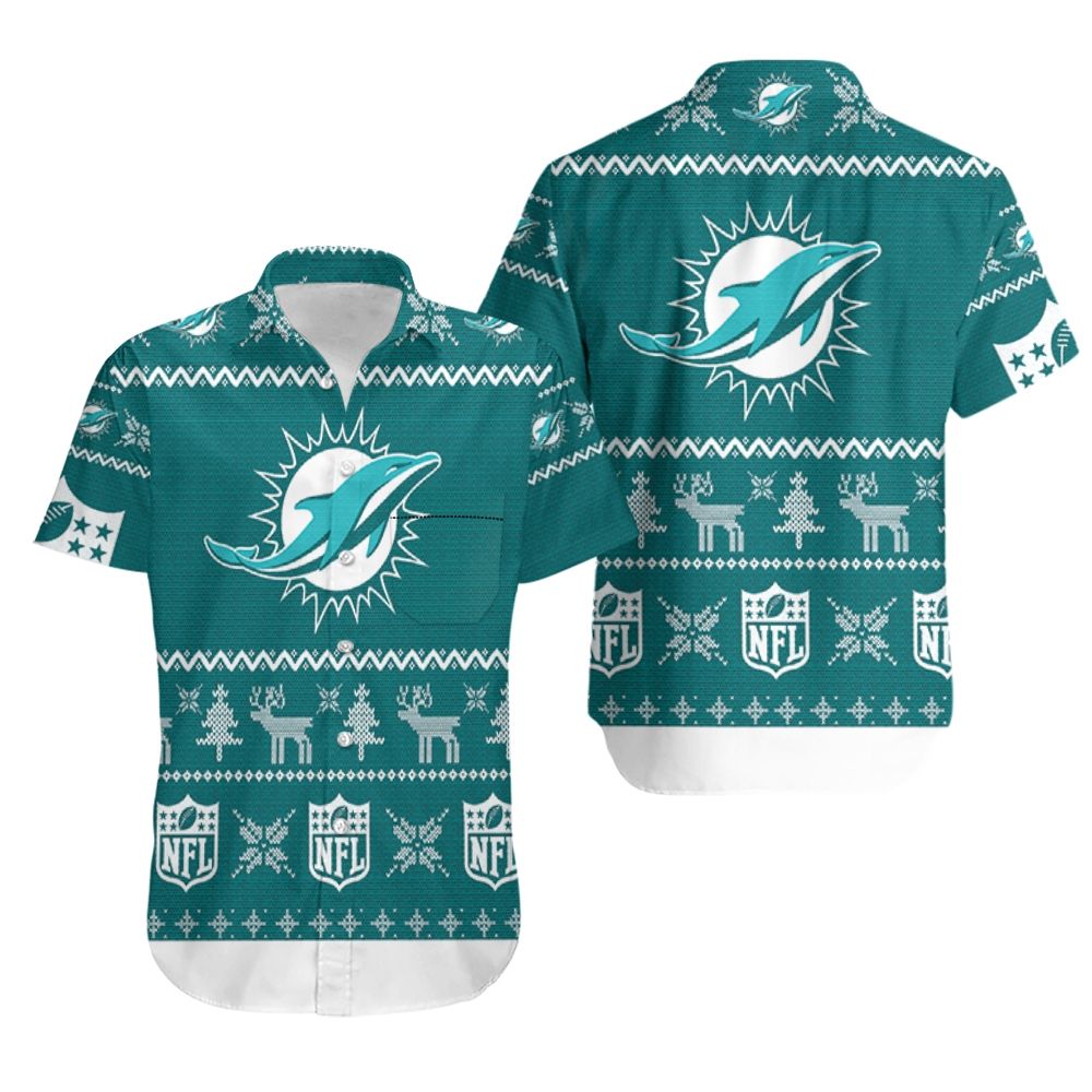 Miami Dolphins Ugly Sweatshirt Christmas 3D Hawaiian Shirt