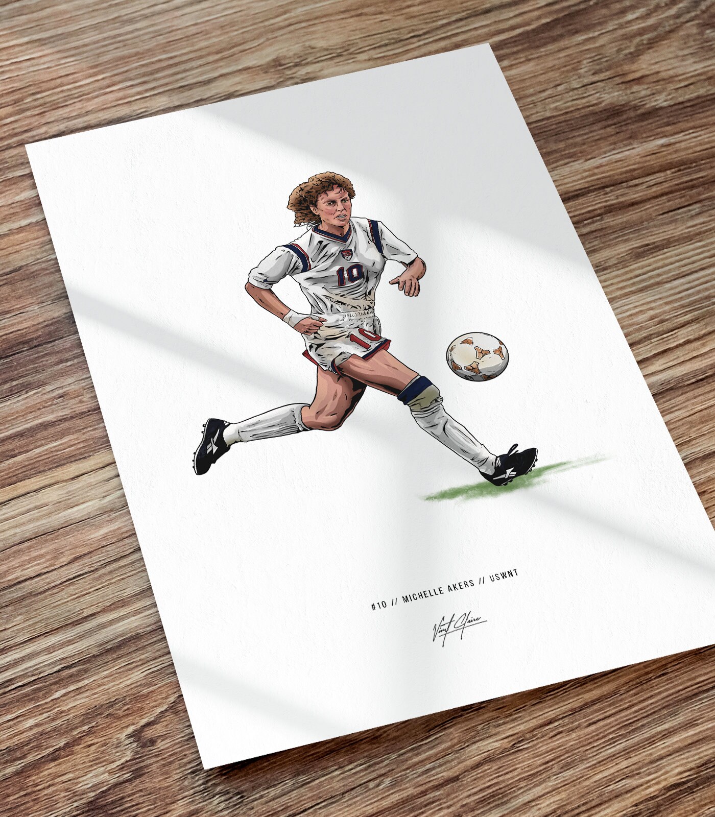 Michelle Akers USWNT Soccer Art Illustrated Print Poster, Michelle Akers Poster, Gift for USWNT Fans-1