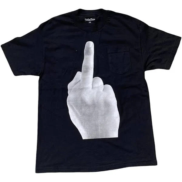 Middle Finger Big Print Grpahic Shirt M in Black Men s Size Large