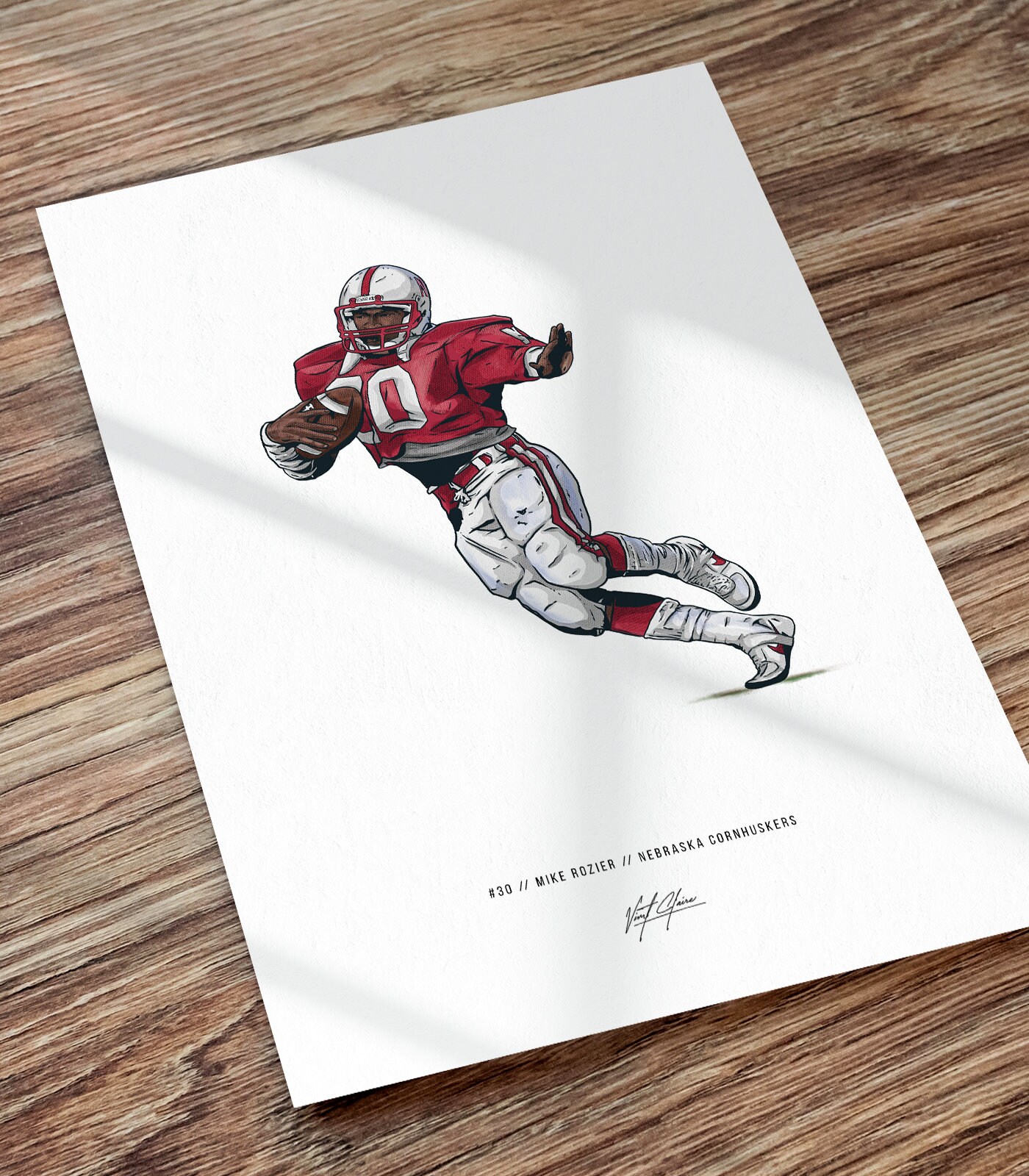 Mike Rozier Illustrated Art Poster Print, Mike Rozier Heisman, Mike Rozier Fans-1