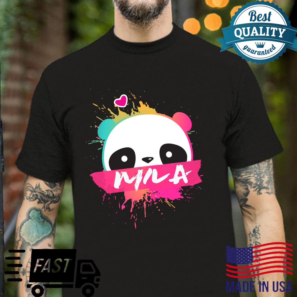 MILA Schöner Mädchen Name mit süßem Panda Langarmshirt Shirt