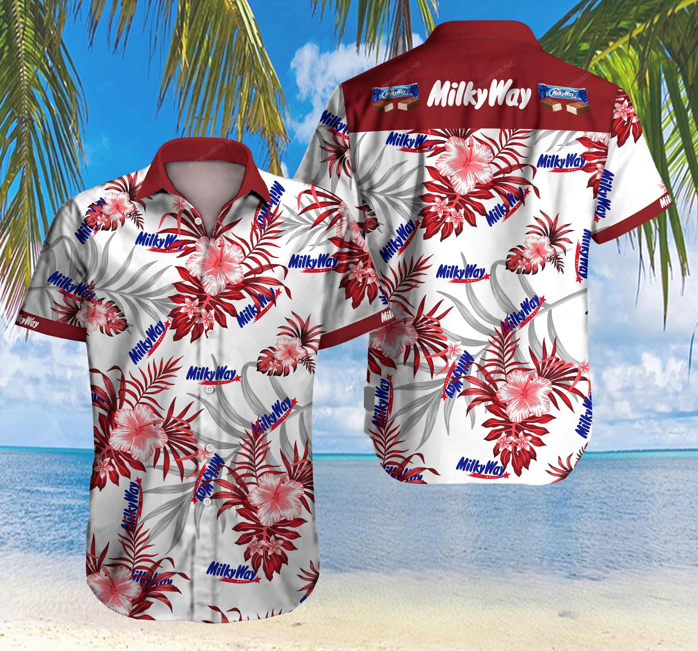 Milky Way Hawaii Shirt Summer Button Up Shirt For Men Beach Wear Short Sleeve Hawaii Shirt