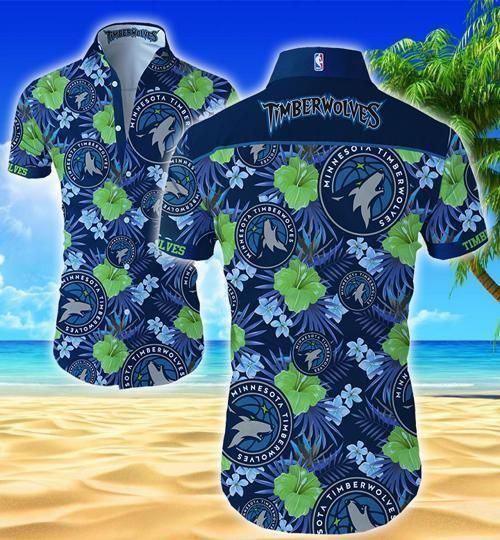 Minnesota Timberwolves Style Hawaii Fit Body Shirt Summer Button Up Shirt For Men Beach Wear Short Sleeve Hawaii Shirt