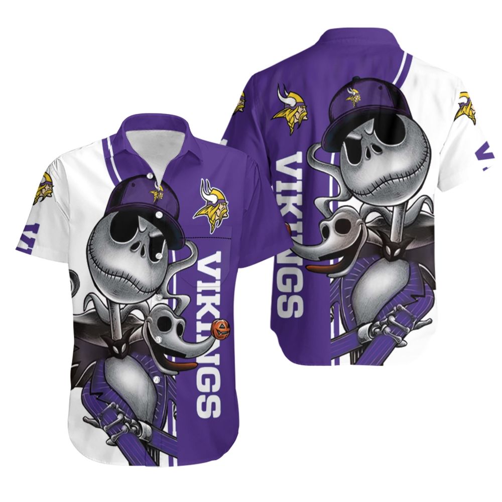 Minnesota Vikings jack skellington and zero Hawaiian Shirt