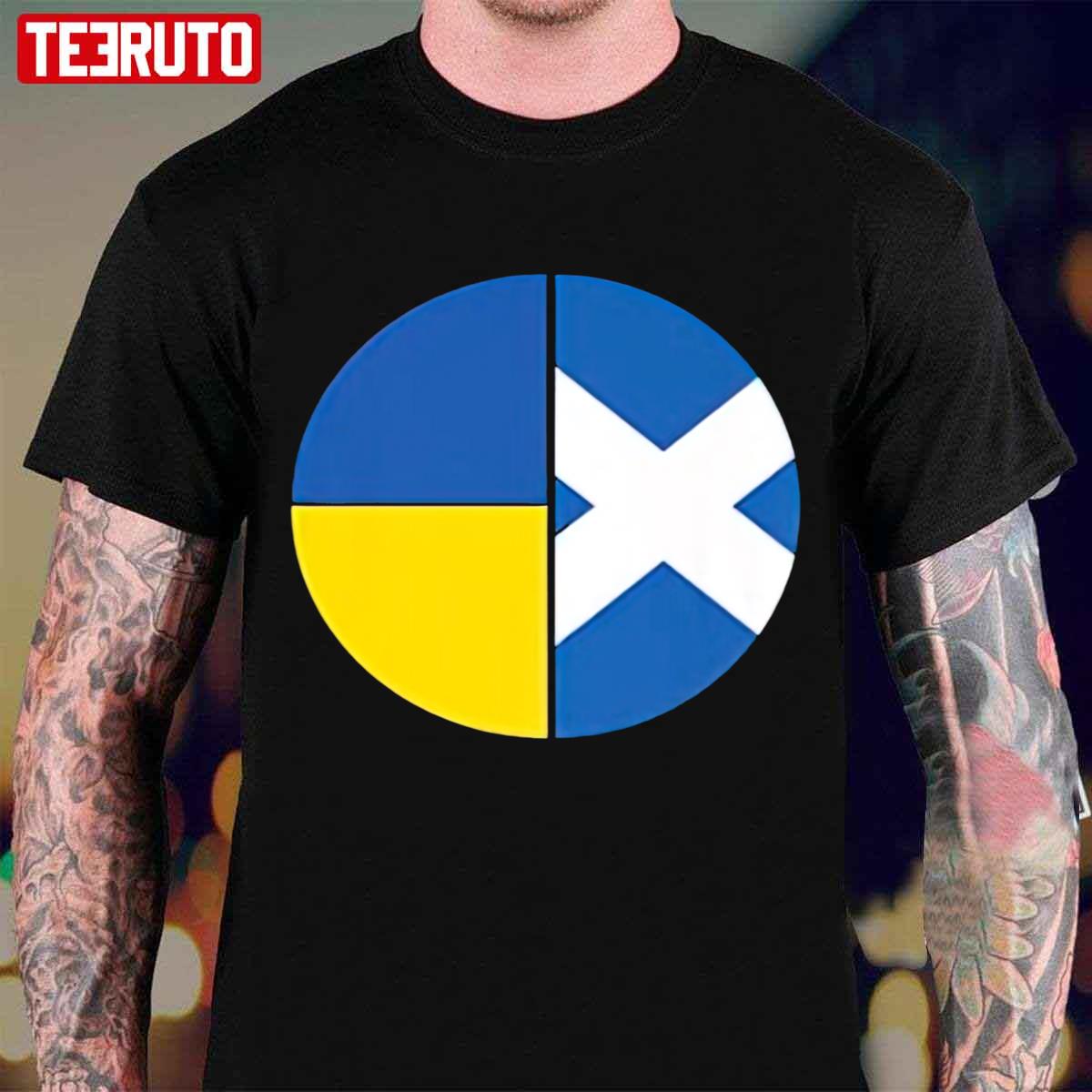 Mixed Genes Two Flag Pie Chart Scottish & Ukrainian Unisex T-Shirt