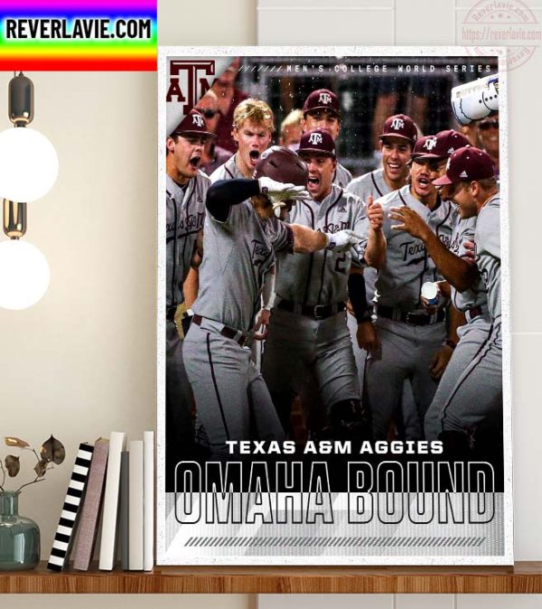 MLB Mens College World Series Texas A&M Baseball OMAHA Bound Poster Canvas
