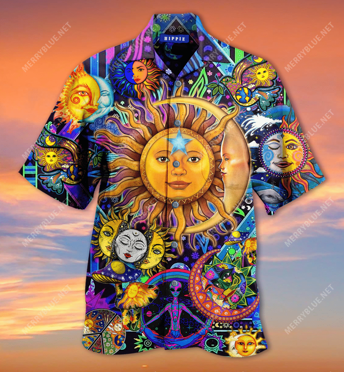 Moon Embracing The Sun Hippie Unisex Hawaiian Shirt