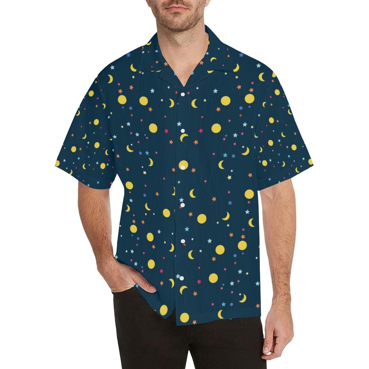 Moon Star Pattern Men’s All Over Print Hawaiian Shirt