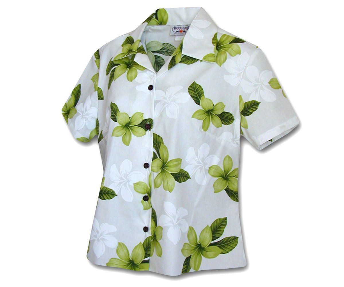 Morning Flower Green Fitted Women’s Hawaiian Shirt
