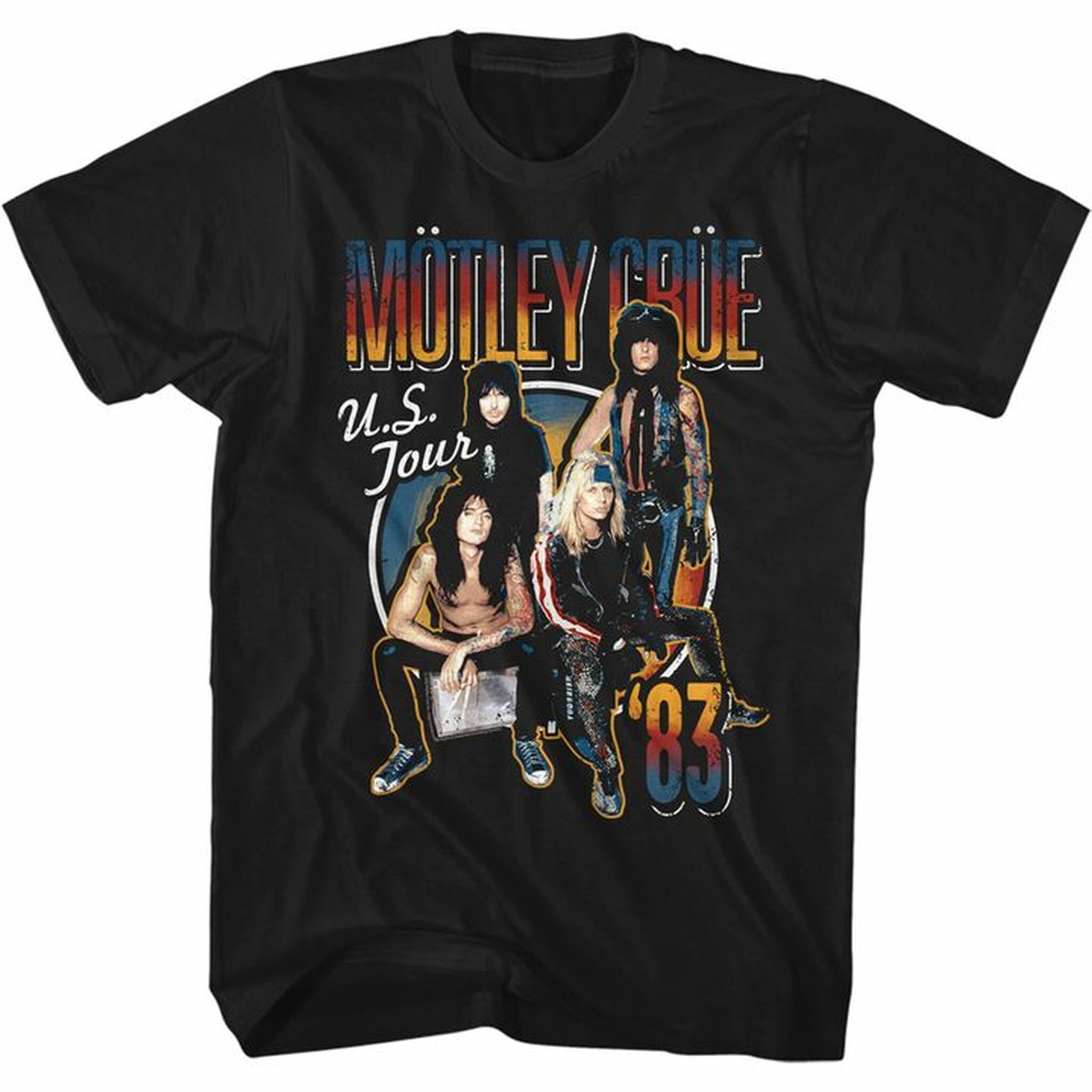 Motley Crue Us Tour 83 Black Adult T-Shirt Unisex T-Shirt