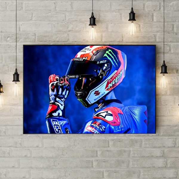 Moto GP Team Suzuki Ecstar Alex Rins Home Decor Poster Canvas